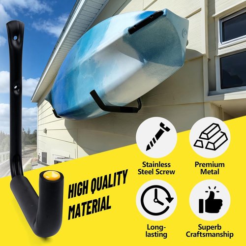 GEEDAR Heavy Duty Garage Storage Hooks - 15" Thickened Steel, 120 LB Capacity | 4-Pack Kayak & Bike Hangers