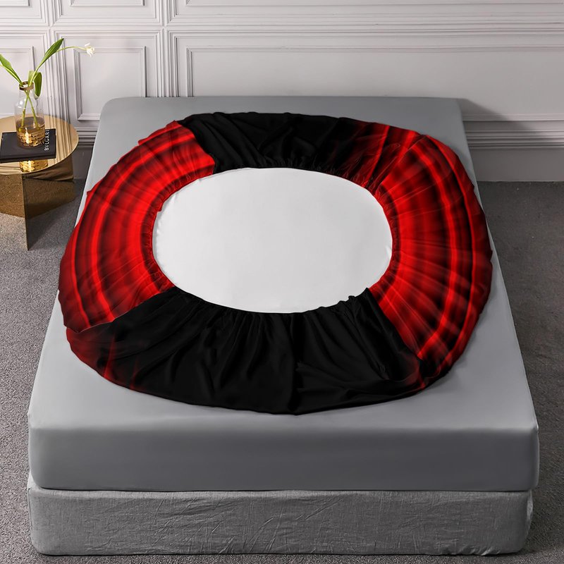 Axolotl Red and Black Sheet Set Twin Size, Abstract Ombre Decor Bed Sheets, Metallic Modern Sheets for Adults Men Women - 1 Flat Sheet, 1 Fitted Sheet, 2 Pillowcases