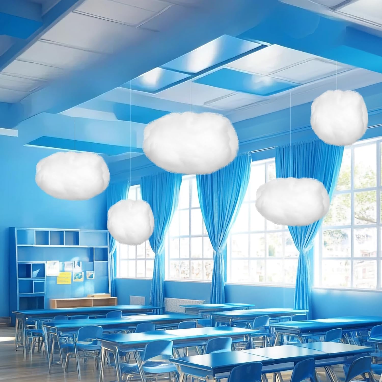 Tatuo 6 Pcs Artificial Hanging Clouds - 3D Imitation Cotton Room Decor for Halloween & Weddings