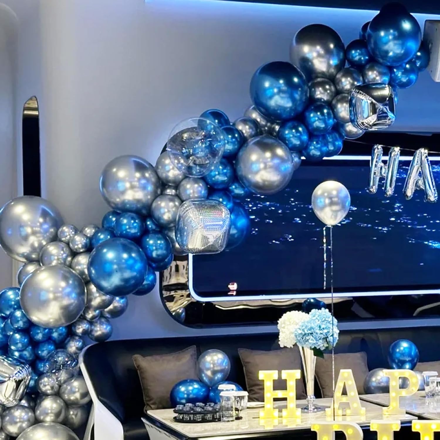 Voircoloria Metallic Blue Balloons - 12-Inch Chrome Blue Latex | 66-Pack for Parties & Celebrations