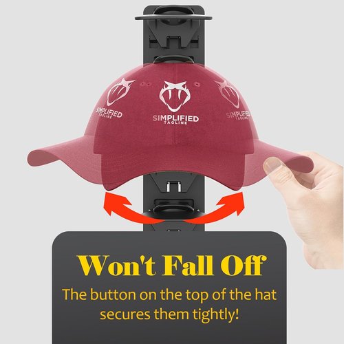 Hat Organizer - Skiennix Adhesive Wall Rack for Baseball Caps | Stylish Black Design