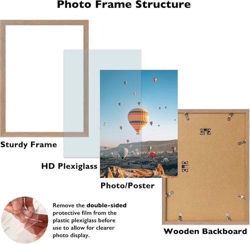 JCJMY 14x16 Rustic Brown Picture Frame - Versatile Wall Hanging for Horizontal & Vertical Photos