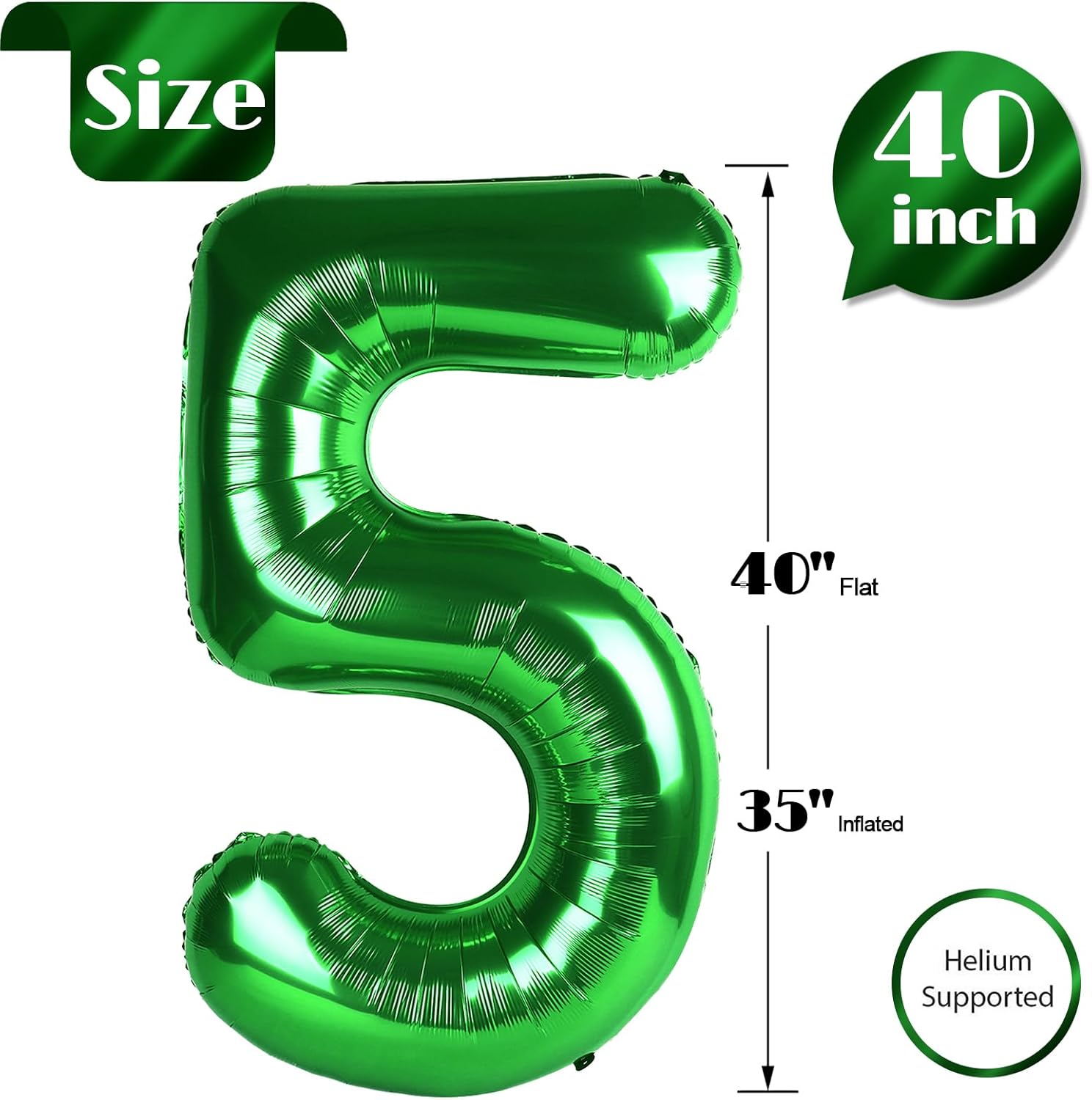 Number 5 Balloon by [Brand Name] - 40 Inch Dark Green Foil Balloon for 5th Birthday Party Decorations