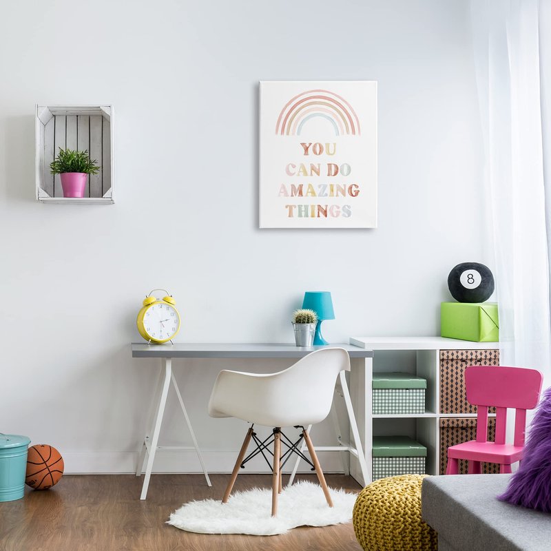 Stupell Industries Uplifting Pastel Rainbow Quote Canvas Wall Art, Design by Daphne Polselli