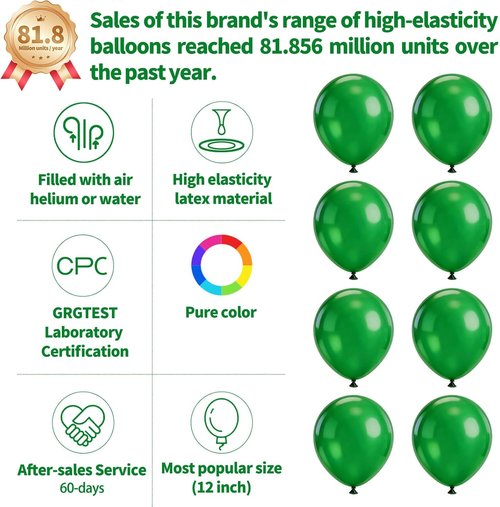 110Pcs Dark Green Latex Balloons - 12 Inch Round Helium Balloons for Christmas Parties