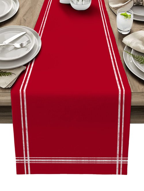 Red Table Runner Dresser Scarves Farmhouse Red Dining Table Runners 70 inches Long Stripe Coffee Table Runner,Non-Slip Washable Table Setting Decor for Wedding Party Holiday Dinner