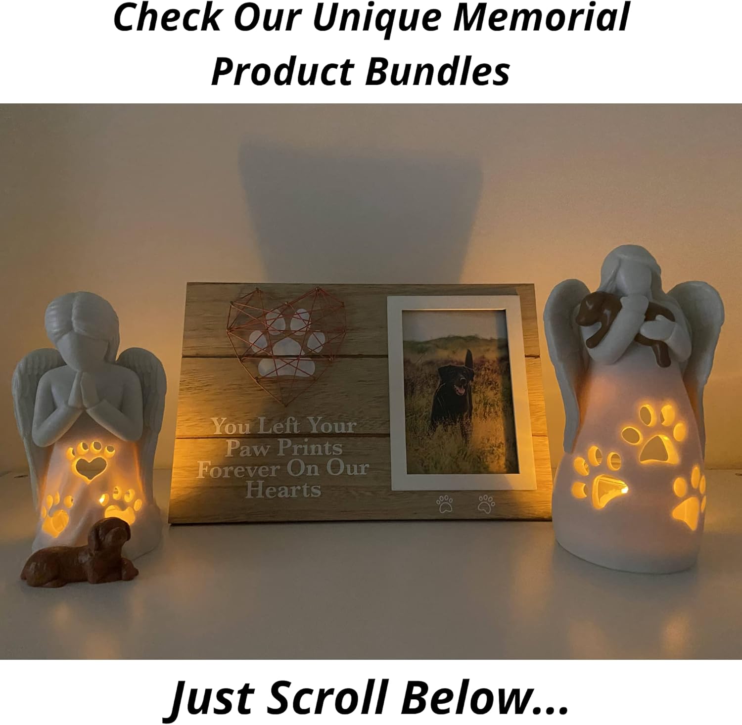 OakiWay Dog Memorial Gifts - Angel Candle Holder Statue with Flickering LED Light | Pet Loss Sympathy Gift
