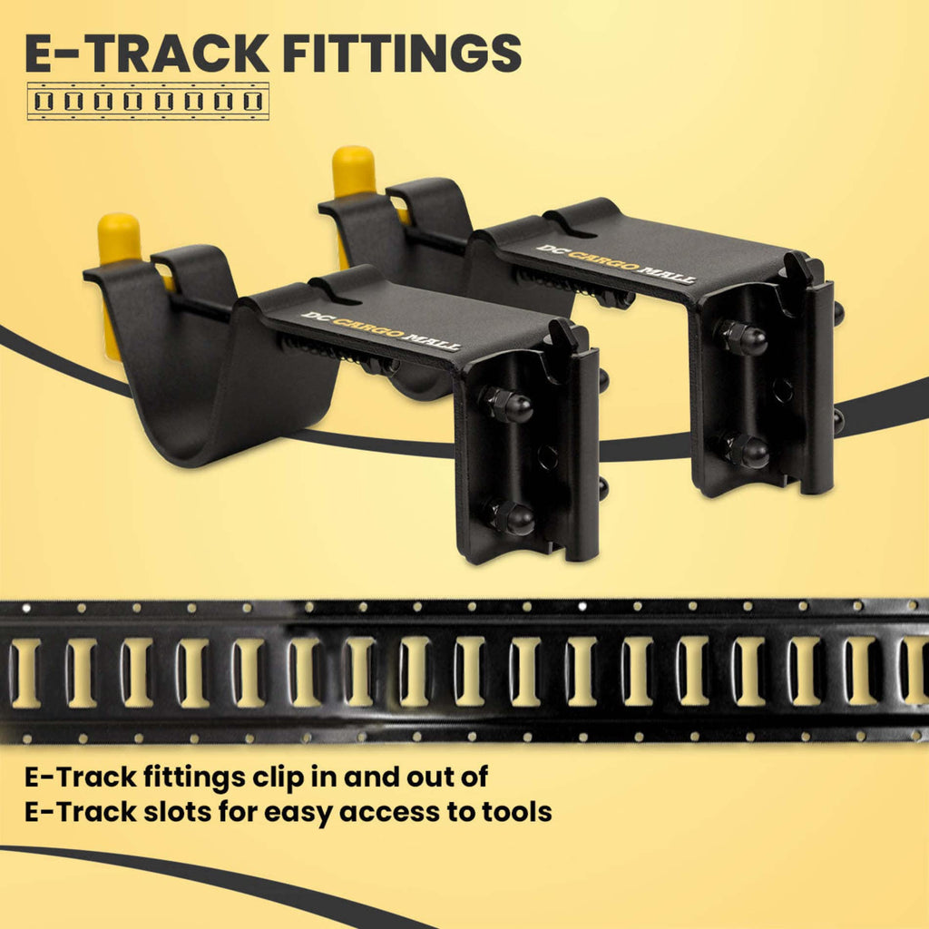 DC Cargo Mall E Track Tool Holder with Locking Handle – (2 Pack) Heavy Duty Weed Eater, Trimmer & Shovel Rack for Enclosed Trailers