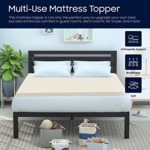 Spring Coil 2-Inch High Density Foam Topper,Adds Comfort to Mattress, King Size, Yellow