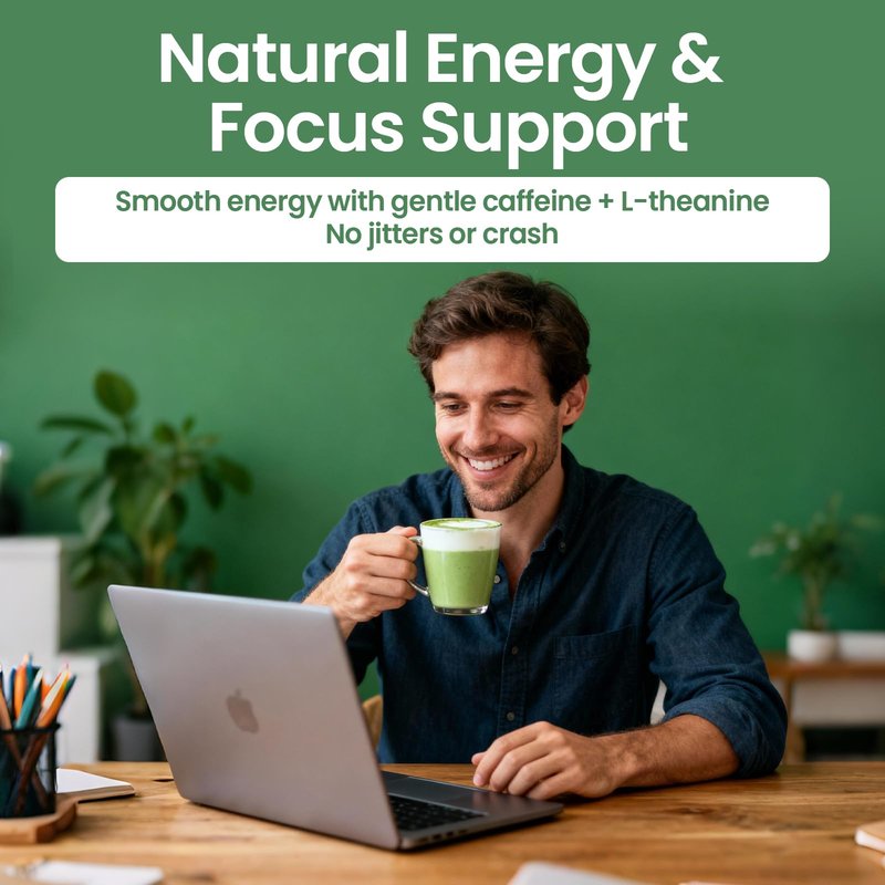 Matcha Powder – Superfood Blend with Moringa & Green Tea & Resveratrol, Energy & Focus Support, Immune & Antioxidant Defense, Vegan, Gluten-Free, 8oz