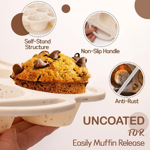 iArtker Silicone Muffin Pan, 12 Cups Muffin Tin Baking Mold With Reinforced Stainless Steel Frame Inside, Nonstick Bakeware Cupcake Pan BPA Free, 2PCS