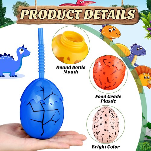 Maxcheck 24 Pcs Kids Dinosaur Party Favor Cups with Lids and Straws,10 oz Egg Dinosaur Cups for Birthday Decorations Dino Egg Theme Party Supplies for Boys Girls