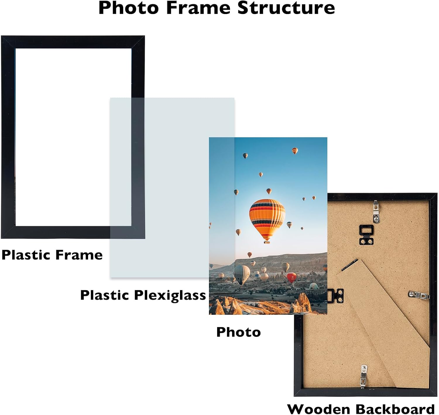 Regine Switzerland 8.5x11 Picture Frame Set - 3 Pack for Certificates & Photos | Shatter Resistant Plexiglass, Black