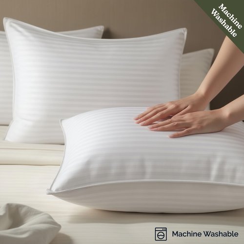 Hearth & Harbor Bed Pillows for Sleeping - Down Alternative Sleep Pillows Queen Size Set of 2-100% Cotton Pillow with Polyester Fiber Filling - Soft and Fluffy Pillow 20 x 28 Inches