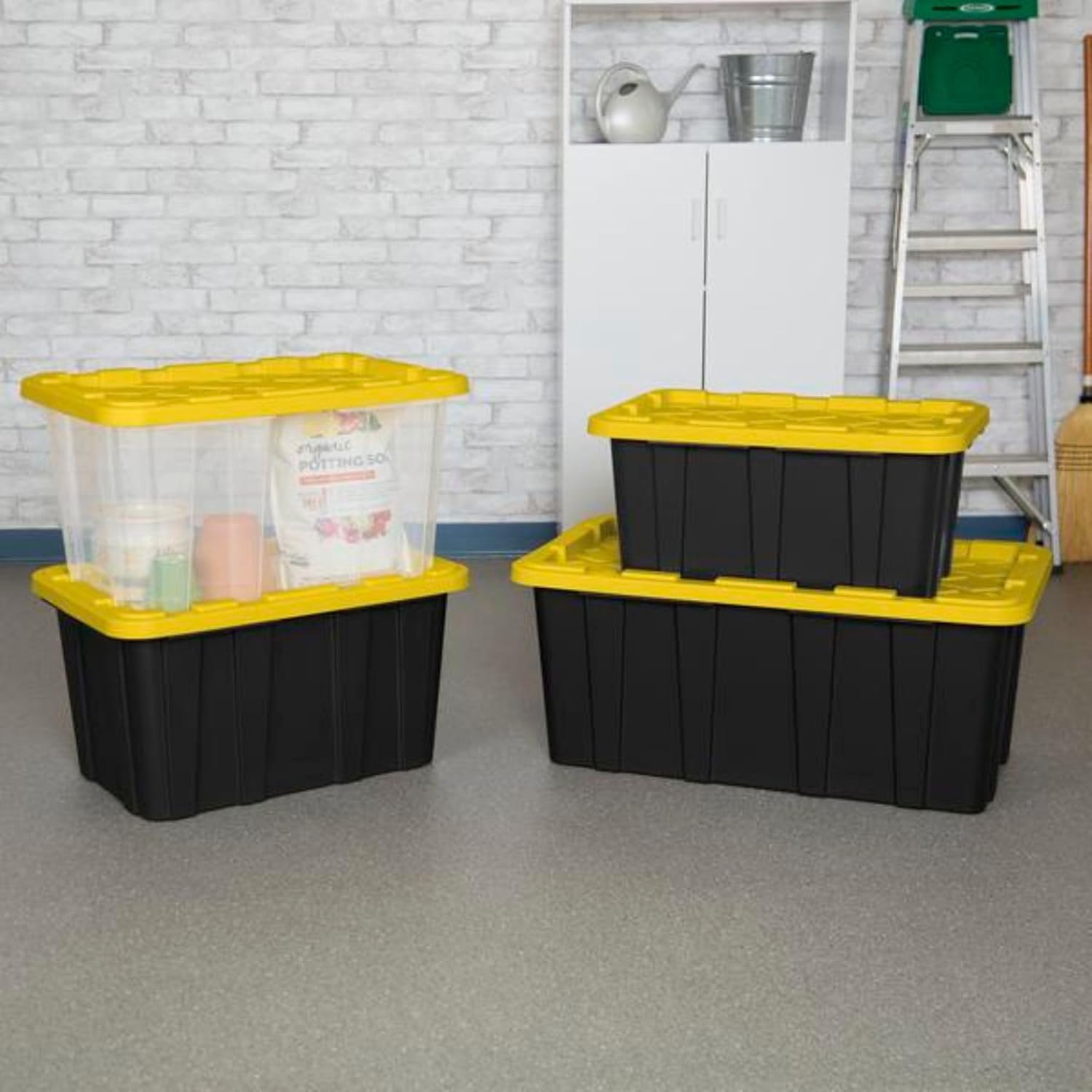 Sterilite 27 Gallon Heavy-Duty Storage Tote - 4-Pack Stackable Plastic Bins with Lids for Garage & Outdoor Gear