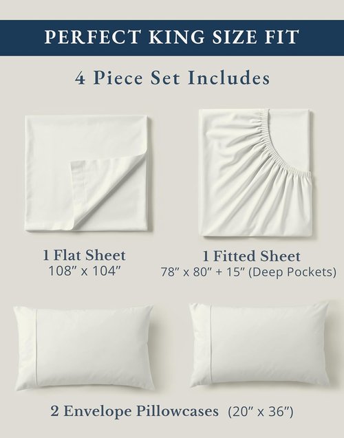 LANE LINEN 100% Organic Cotton King Bed Set - Ultra Soft 4-Piece Crisp Percale Weave | Deep Pocket Sheets in Glacier Grey