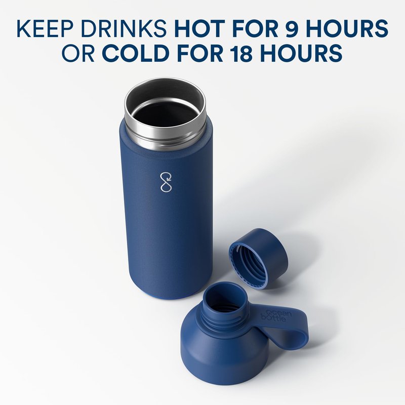 Ocean Bottle Original 25 oz | Stainless Steel Water Bottle | Reusable & Sustainable | Keeps Drinks Cold & Hot | Eco Friendly Gift (Ocean Blue)