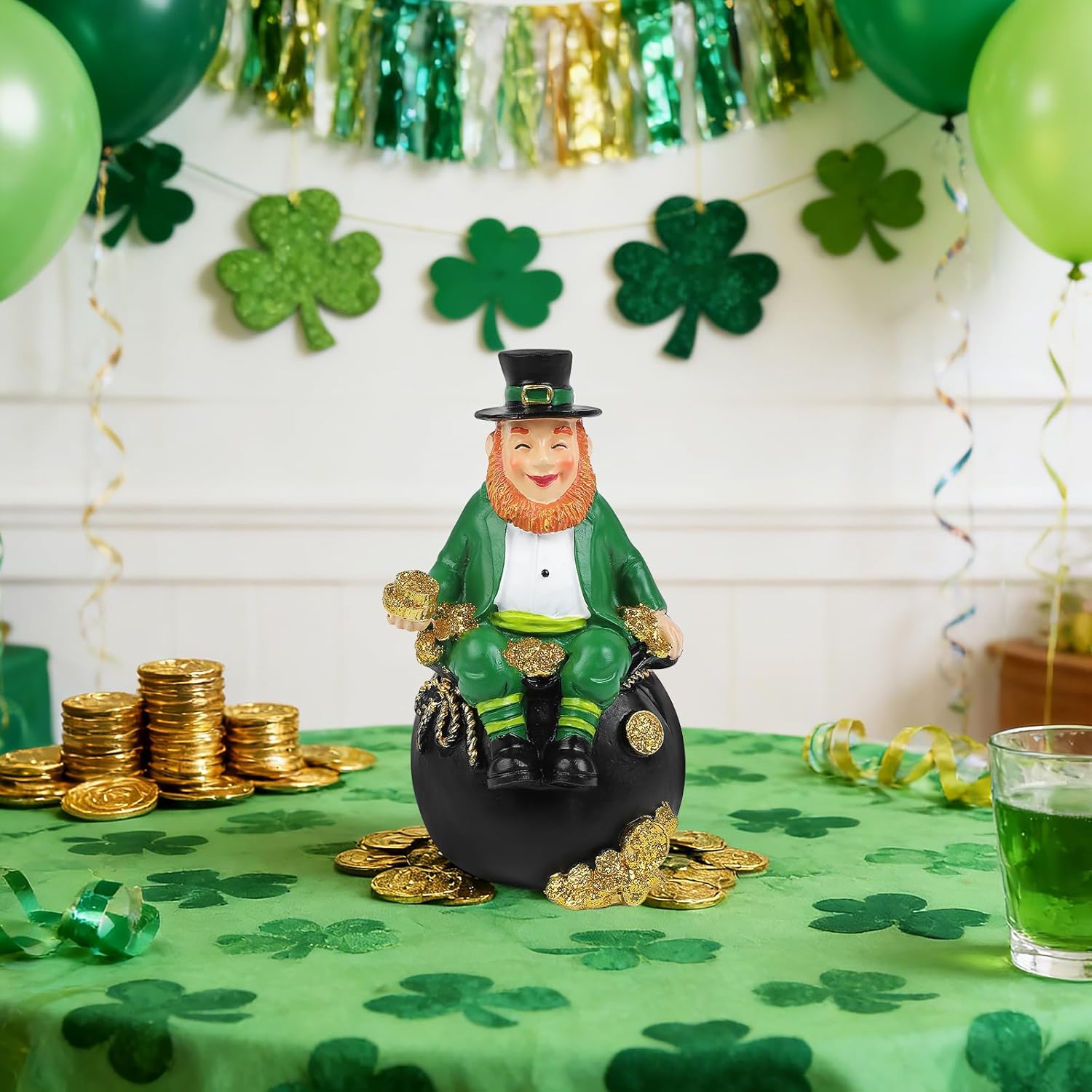 St. Patrick's Day Gnomes Figurines - 5.7-Inch Irish Resin Leprechaun Decor for Home & Table