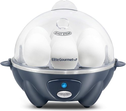 Elite Gourmet Electric Egg Cooker - 7 Egg Capacity for Soft, Medium, Hard-Boiled, Poached & Scrambled Eggs | BPA-Free with Auto Shut-Off
