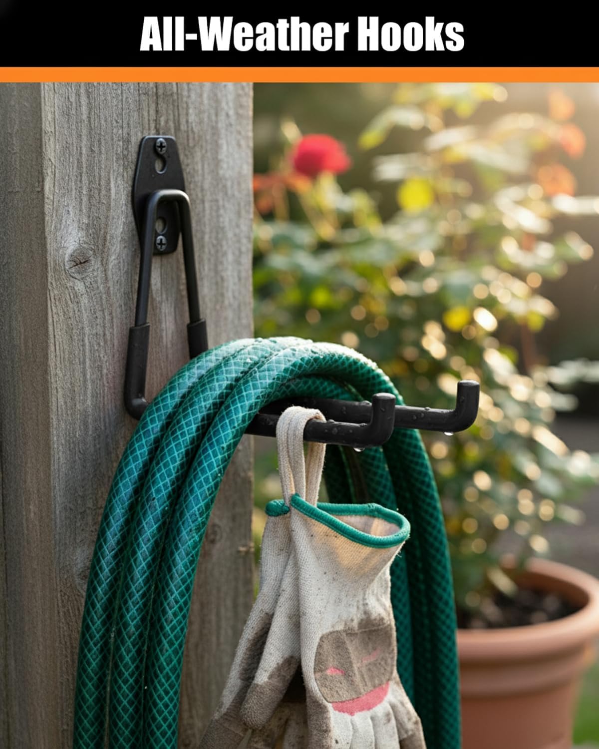 WMK Heavy Duty Garage Hooks - 6 Pack Wall Mount Storage for Bikes, Ladders & Tools | 100LB Capacity, PVC Coated (Black)