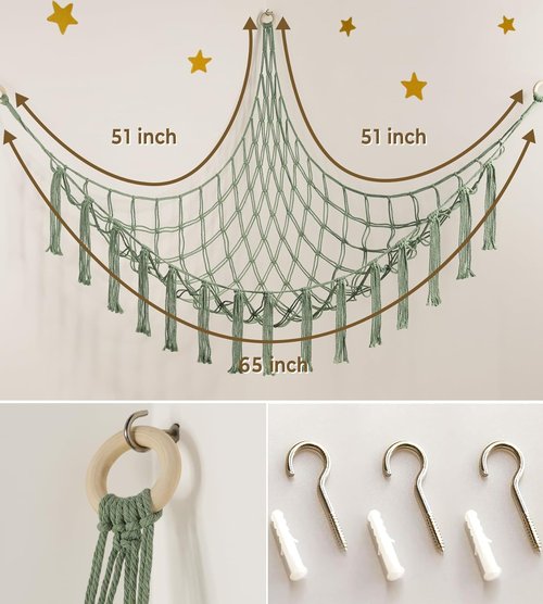 Mirolam Stuffed Animal Storage Hammock - Large Plush Toy Organizer for Nursery & Bedroom Decor