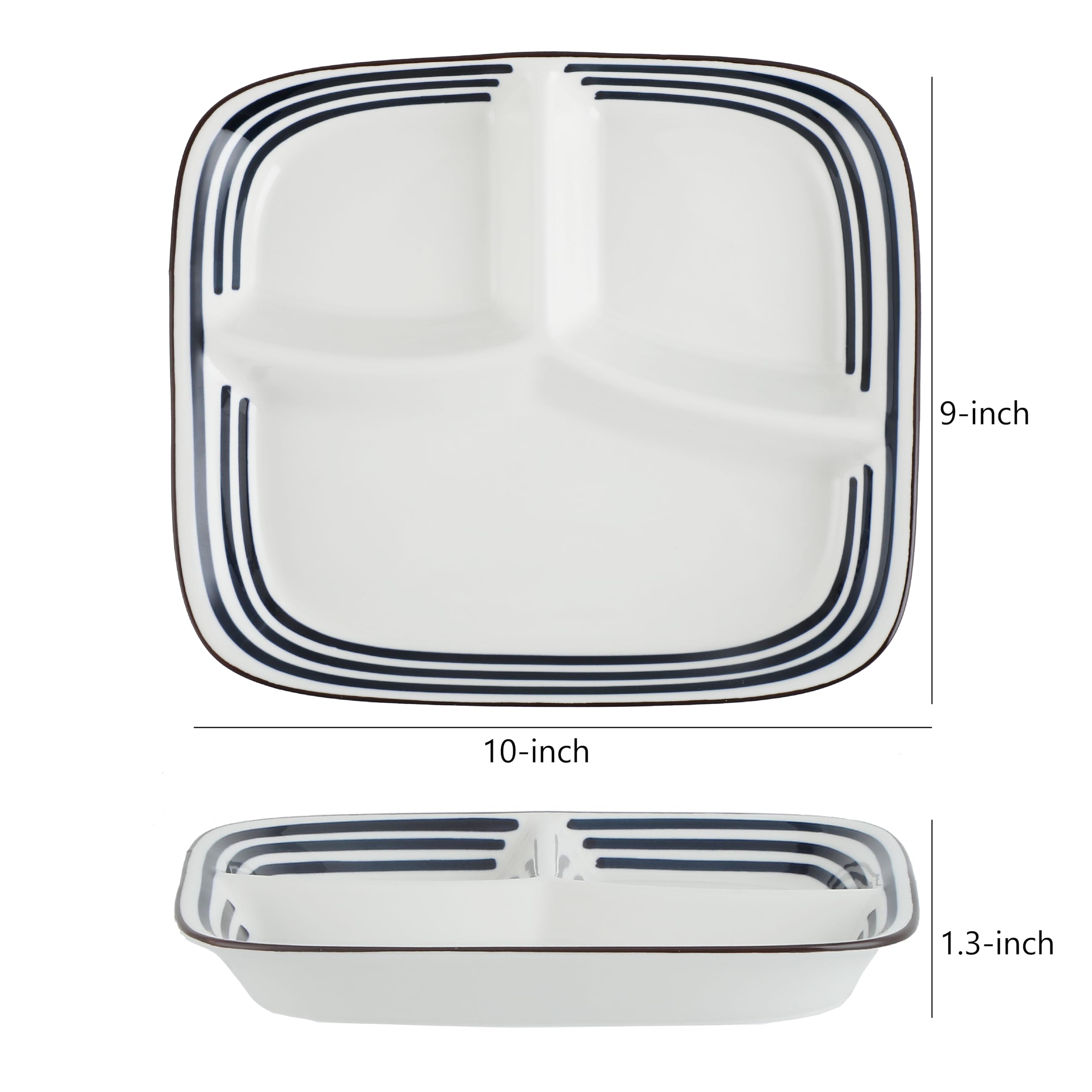 Acyhggi 10-Inch Ceramic Portion Control Plate Healthy Meal Balance (Adult Diet Divided Plate) Diabetes and Bariatric Diets