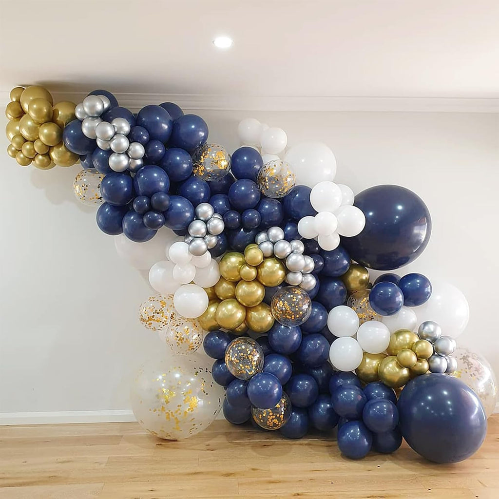 Skiennix Navy Blue Balloons - 120-Piece Set in Various Sizes for Graduation & Birthday Decor