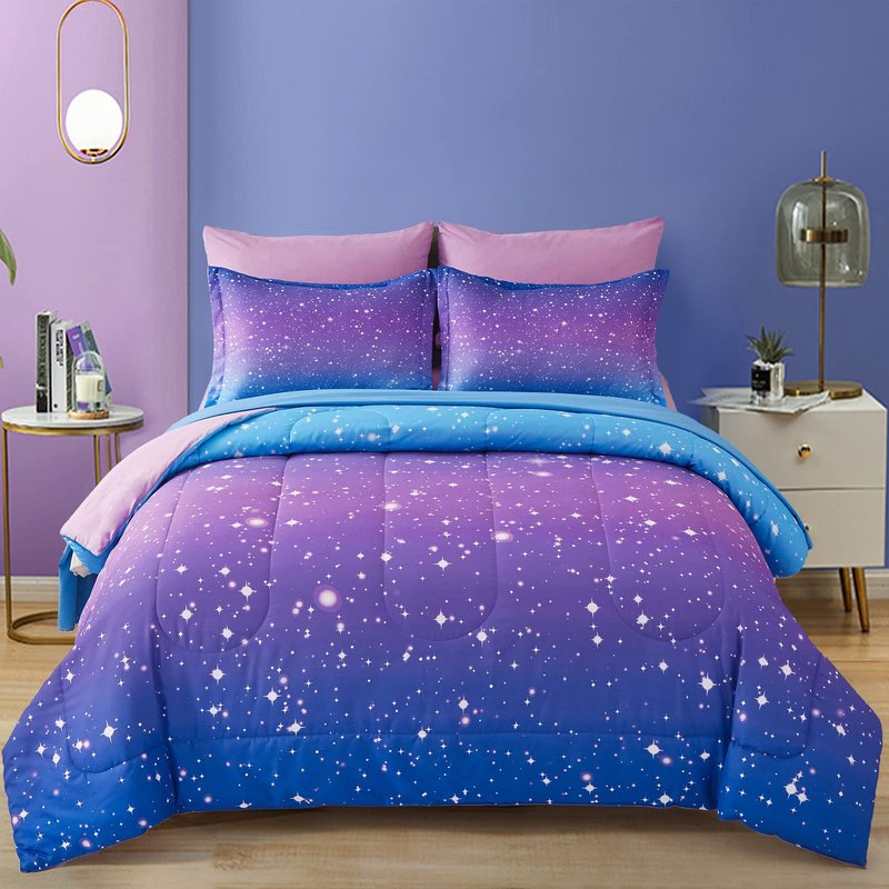 Drucon Mushroom Comforter Set Queen Size 7 Pieces Bed in Bag Botanical Bedding Set with Plants, Reversible Cute Mushroom Comforter for Kids Adults Boys Girls