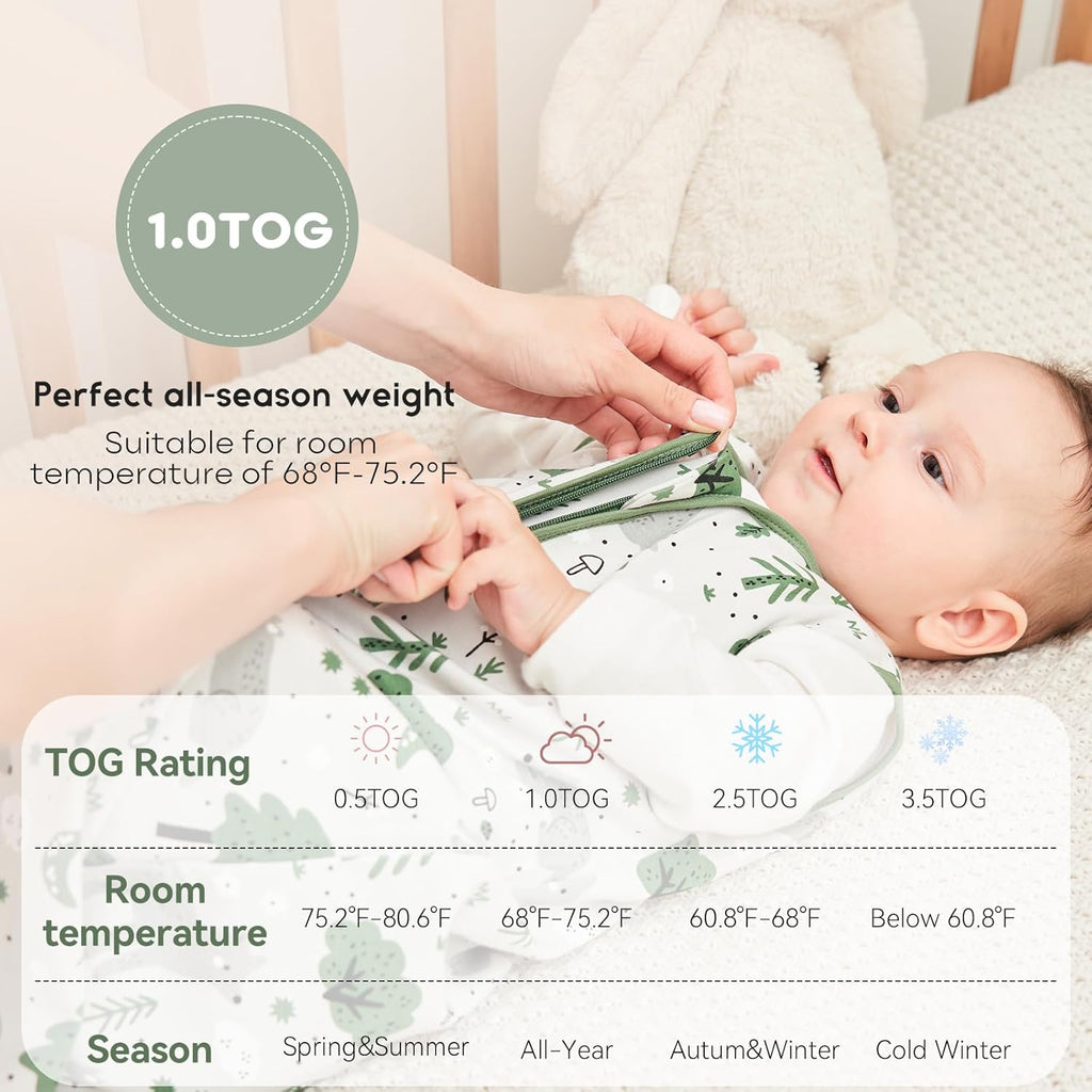 Yoofoss Baby Sleep Sack | 100% Organic Cotton Wearable Blanket for Infants 6-12 Months - 2 Pack, TOG 1.0