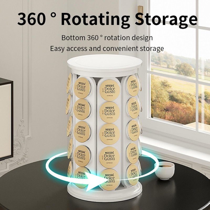 Vurlexat Coffee Pod Storage Compatible with Keurig Kcup Cafe Carousel, 360° Rotating K Cups Pods Carousel Holder, Kcup Storage Organizer Stand with 40 Keurig Kcup Pods (Black)