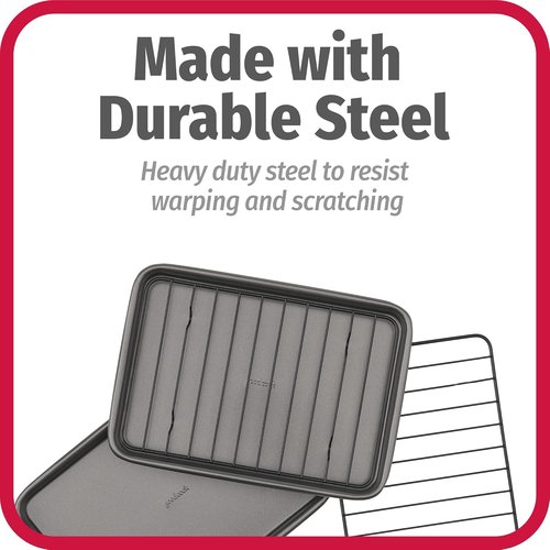 GoodCook Nonstick Steel Mini Baking Sheets - Set of 2, 9" x 6" with Racks in Gray