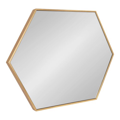 Kate and Laurel Rhodes Modern Hexagon Wall Mirror, 31" x 22", Gold, Chic Geometric Wall Mirror