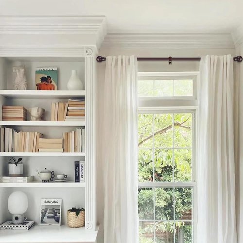 GXOACKJ Decorative Curtain Rods - Heavy Duty Metal, 66-120 Inch, Brown with Brackets