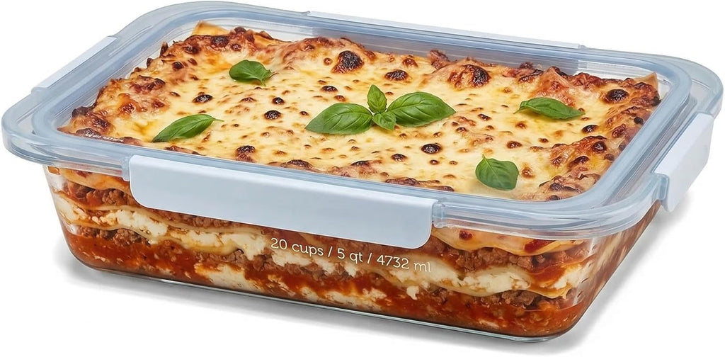 Regine Switzerland 9x13-Inch Deep Glass Bakeware Dish - Airtight Lid for Baking & Meal Prep