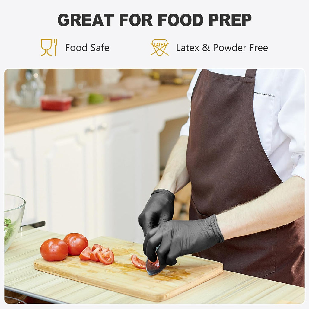 SWIFTLITE Black Vinyl Gloves - Disposable Food Grade, Latex-Free & Powder-Free | Ideal for Cleaning & Cooking