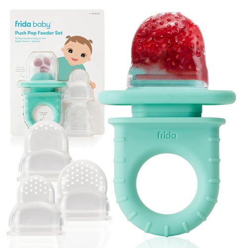 Frida Baby Push Pop Silicone Feeder - Safe Baby Food Feeder for Fresh & Frozen Foods | 3 Count, Teal