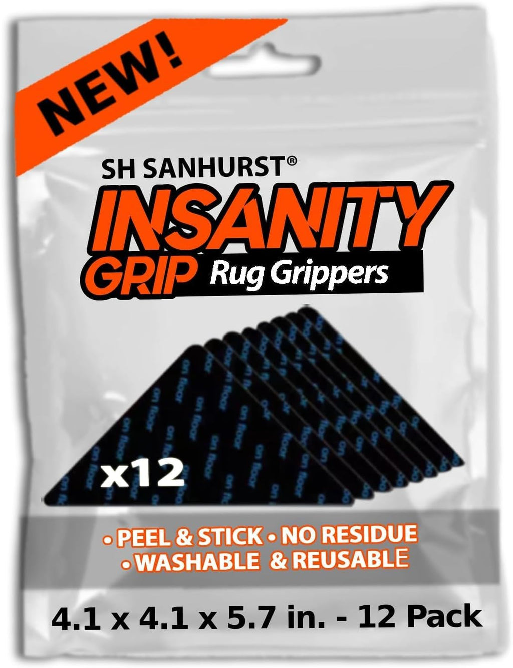 Skiennix Rug Tape - No Damage Grip for Hardwood & Cement Floors | 12 Pcs Non-Slip Pad for Home & Classroom