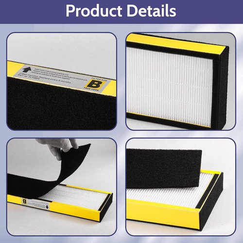 Germ Guardian FLT4825 HEPA Filter B - 4 Pack Replacement with Carbon Pre-Filters for AC4825 Series