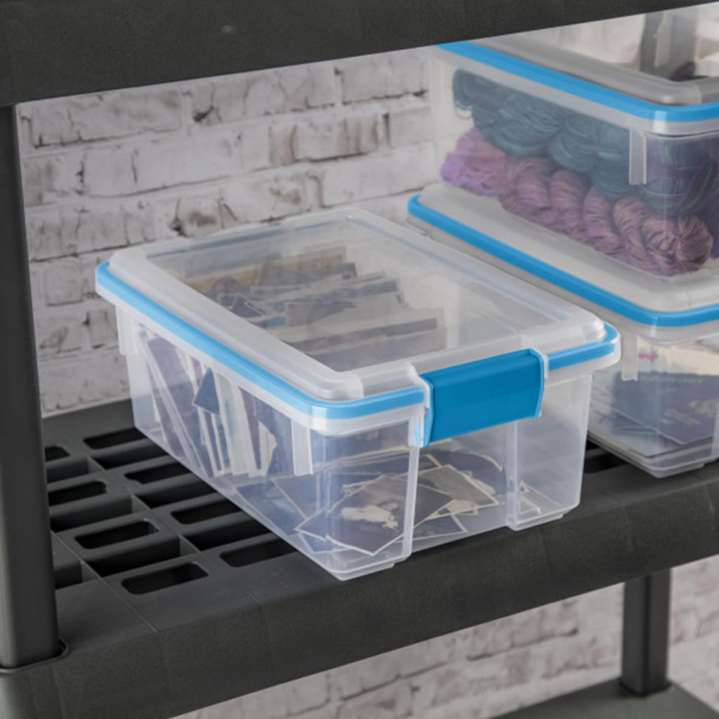Sterilite 6-Pack Gasket Box | Weather-Resistant 12 Quart Storage Bins with Latching Lids - Heavy-Duty Organizers for Home & Office