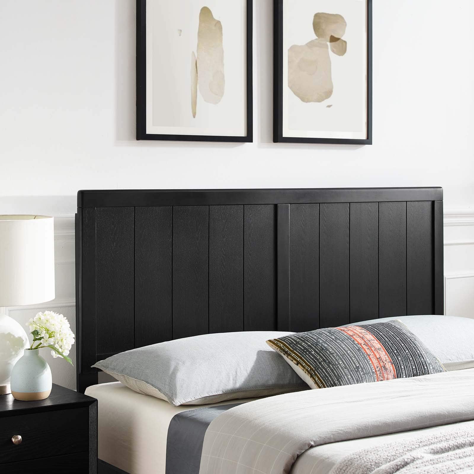 Modway MOD-6217-BLK Robbie Full Wood Headboard, Black