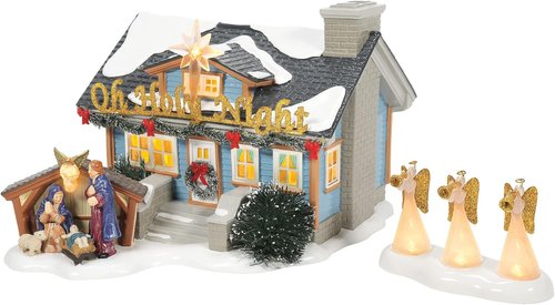 Department 56 Oh Holy Night House & Angels Figurine Set - Lit Building, 6.46 Inch, Multicolor