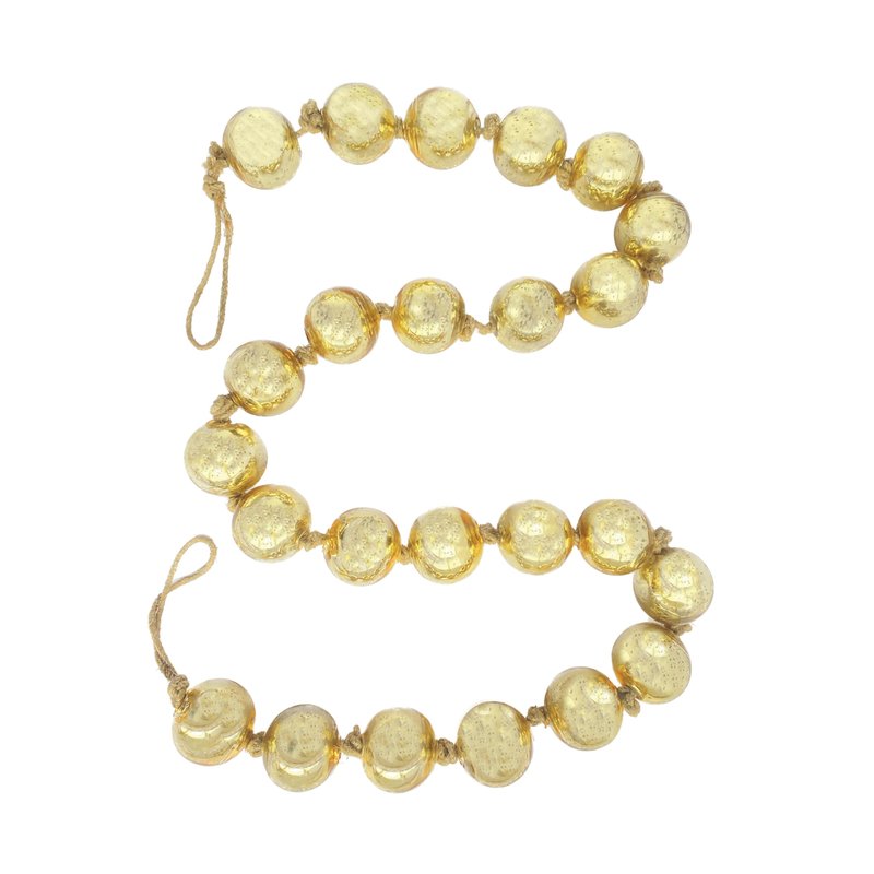 Creative Co-Op Glass Ball Ornament Garland on Jute String, Gold