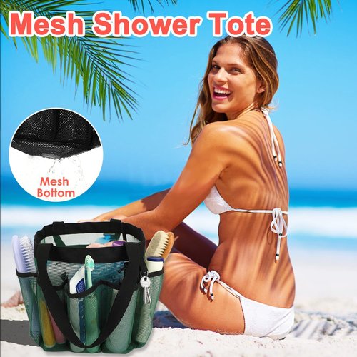 Fammart Mesh Shower Caddy - Portable 8-Pocket Tote Bag for College Dorms, Toiletries & Gym Essentials