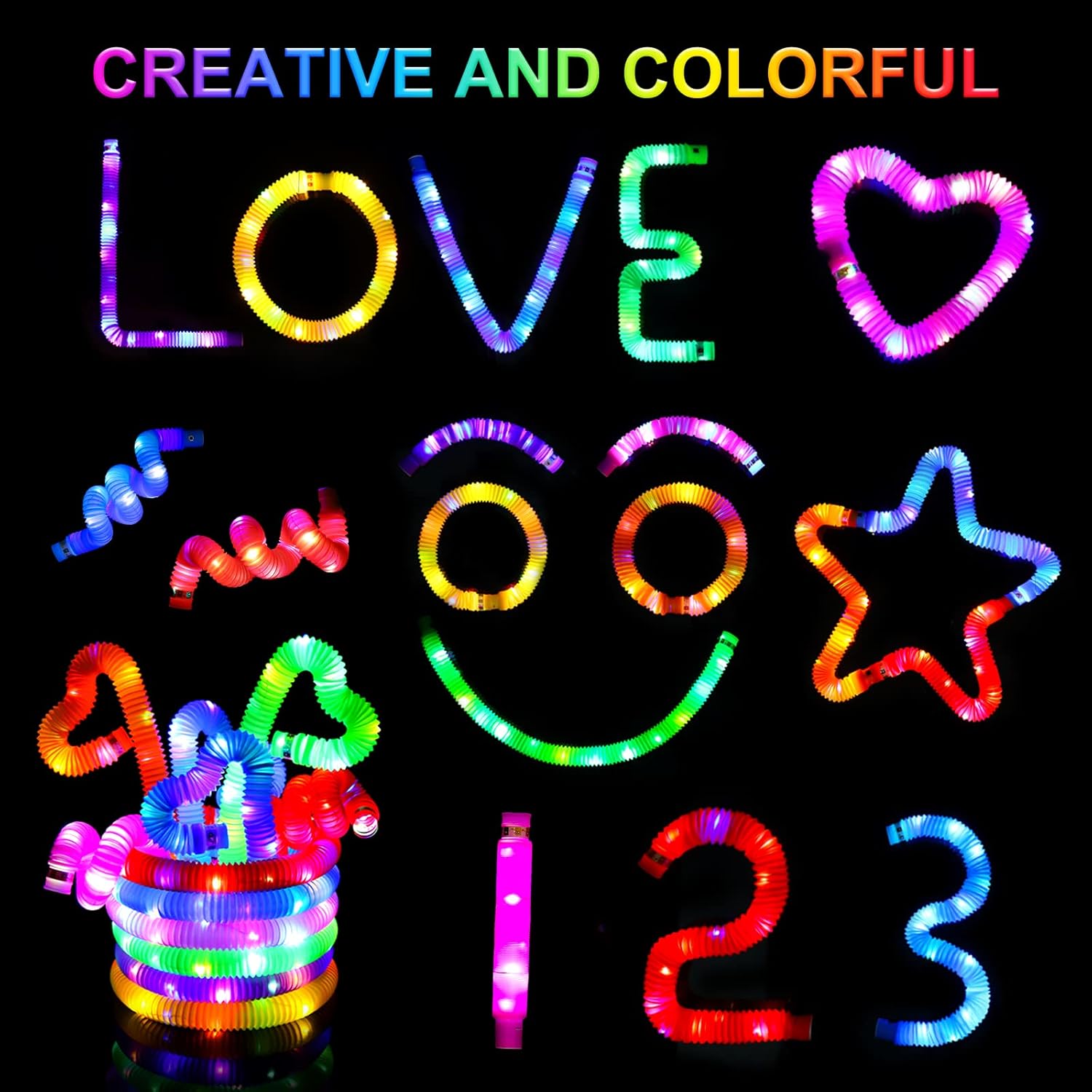 UrChoice Glow Sticks - 16PCS LED Pop Tubes Party Favors | Colorful Glow Necklaces & Bracelets for Imaginative Play