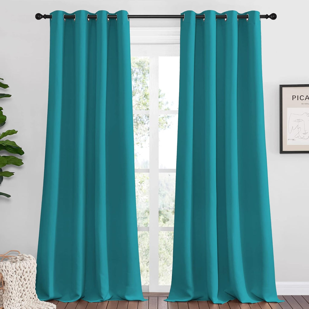 NICETOWN Blackout Curtains - Thermal Insulated Room Darkening Panels, 96 Inch Length, Peacock Teal (2 Pieces)