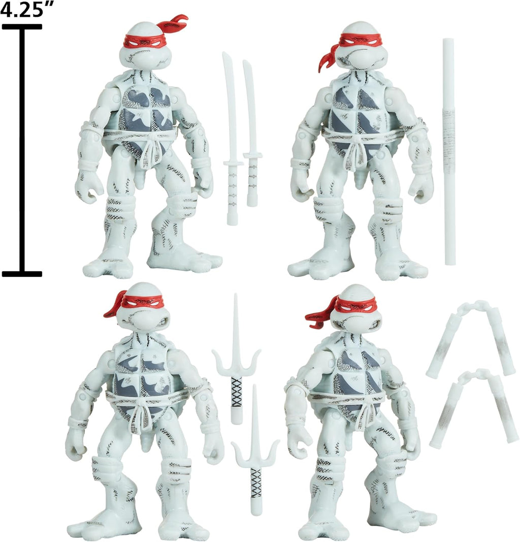 Playmates Toys Teenage Mutant Ninja Turtles Comic Book Figures - Black & White Set with Comic Book