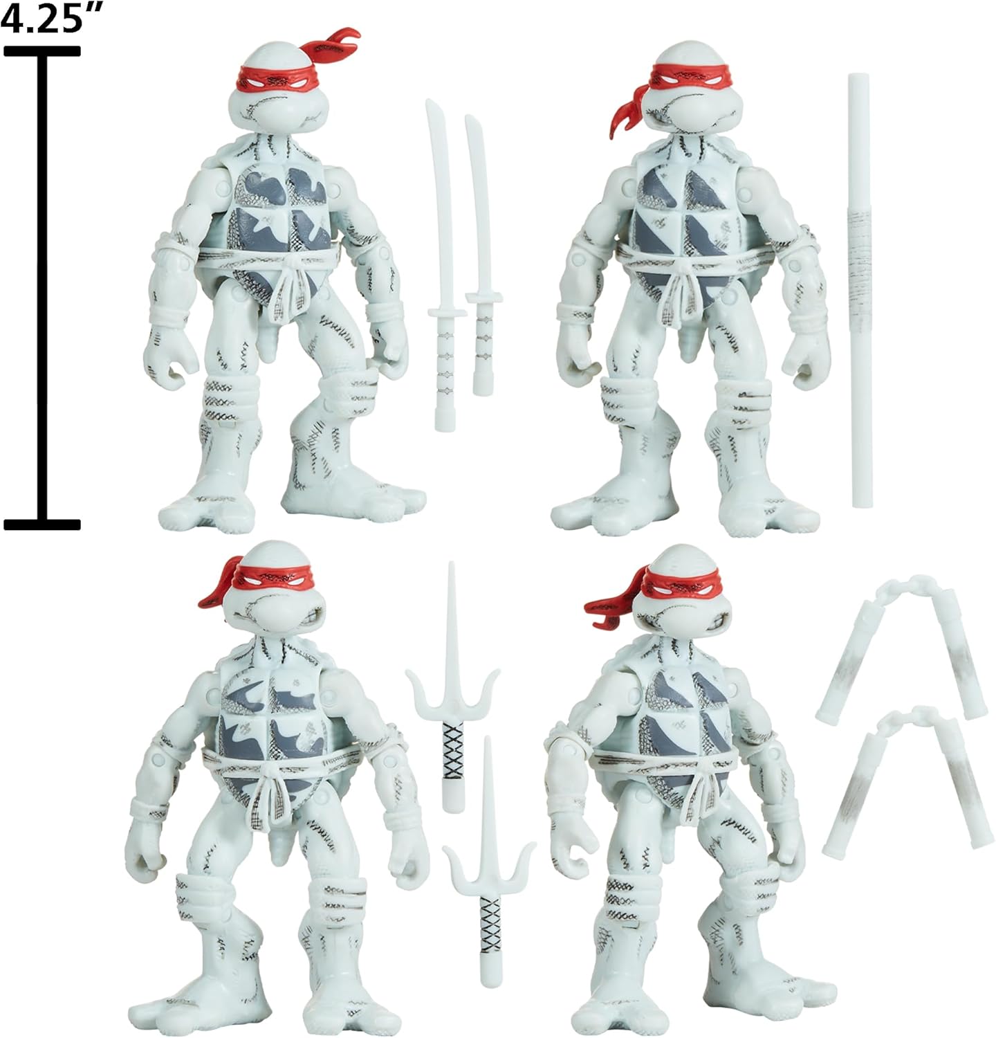 Playmates Toys Teenage Mutant Ninja Turtles Comic Book Figures - Black & White Set with Comic Book