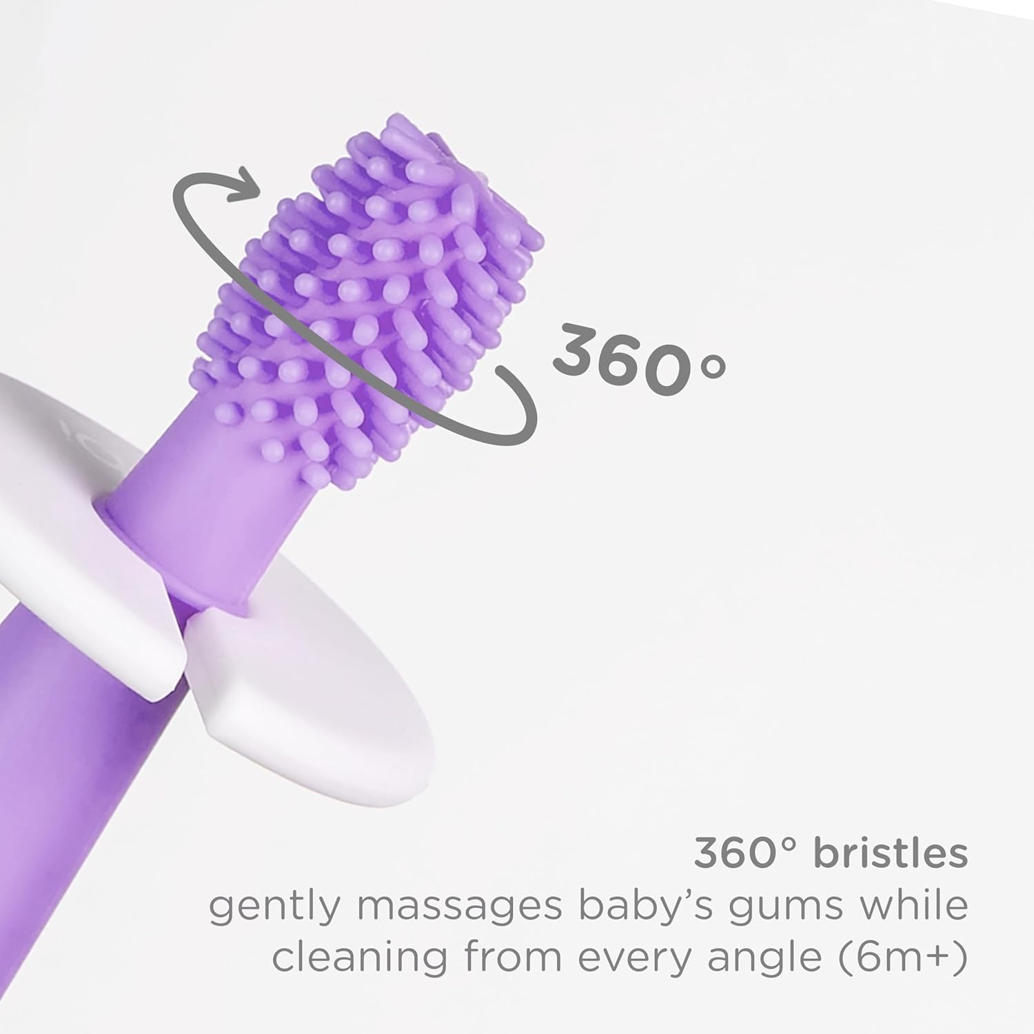 Ubbi Grow With Me Toothbrush Set - Silicone Finger Brush & 360° Soft Bristled Toothbrush | Smoothie Purple