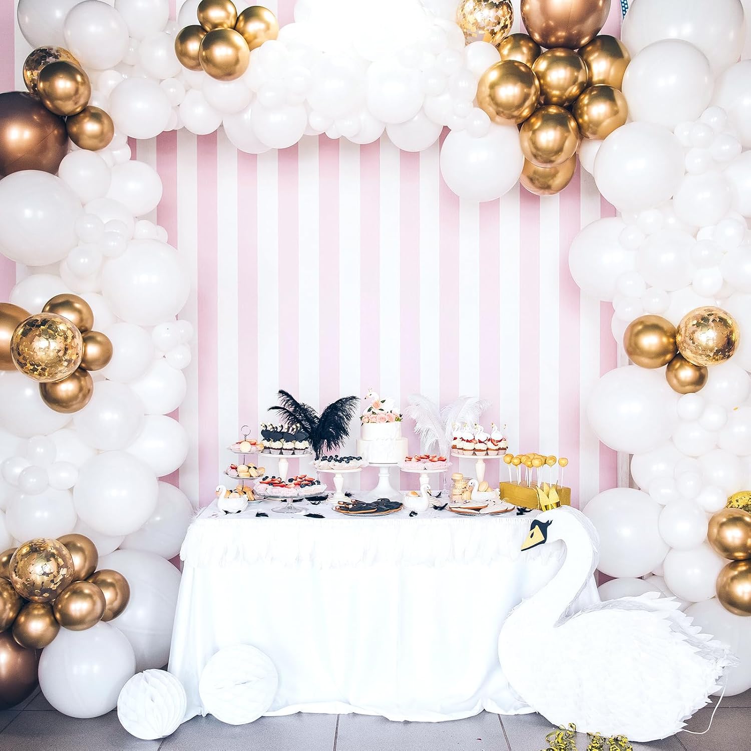 RUBFAC White Balloons - 5 Inch Latex Party Balloons | 120pcs for Graduation, Weddings & Anniversaries
