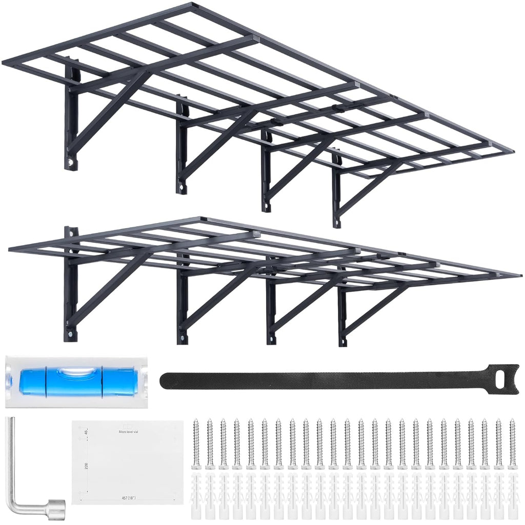VEVOR Heavy Duty Garage Shelving - Wall Mounted 2 x 6 ft Storage Rack | 1600 lbs Load Capacity, 2 Pack